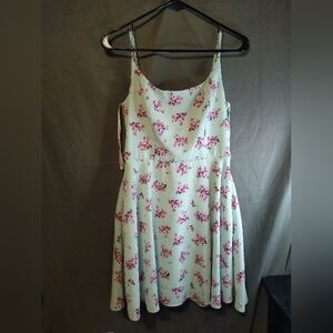 B.Smart  Light Green And Pink Floral Sleeveless Junior Sun Dress